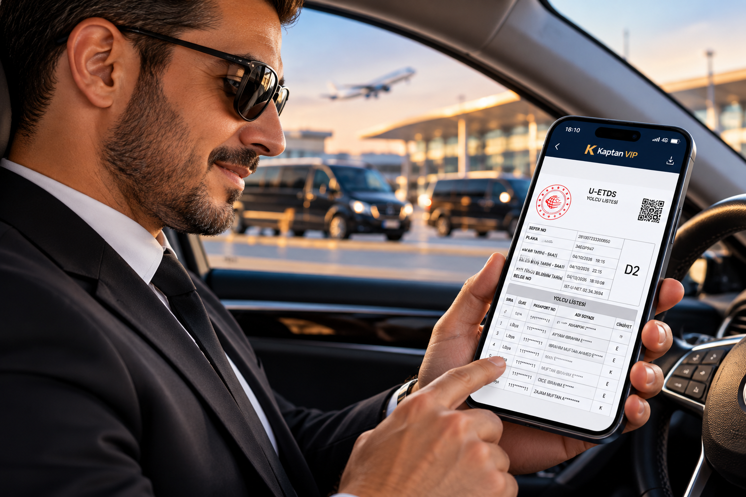 U-ETDS passenger list PDF displayed in the Kaptan VIP mobile app